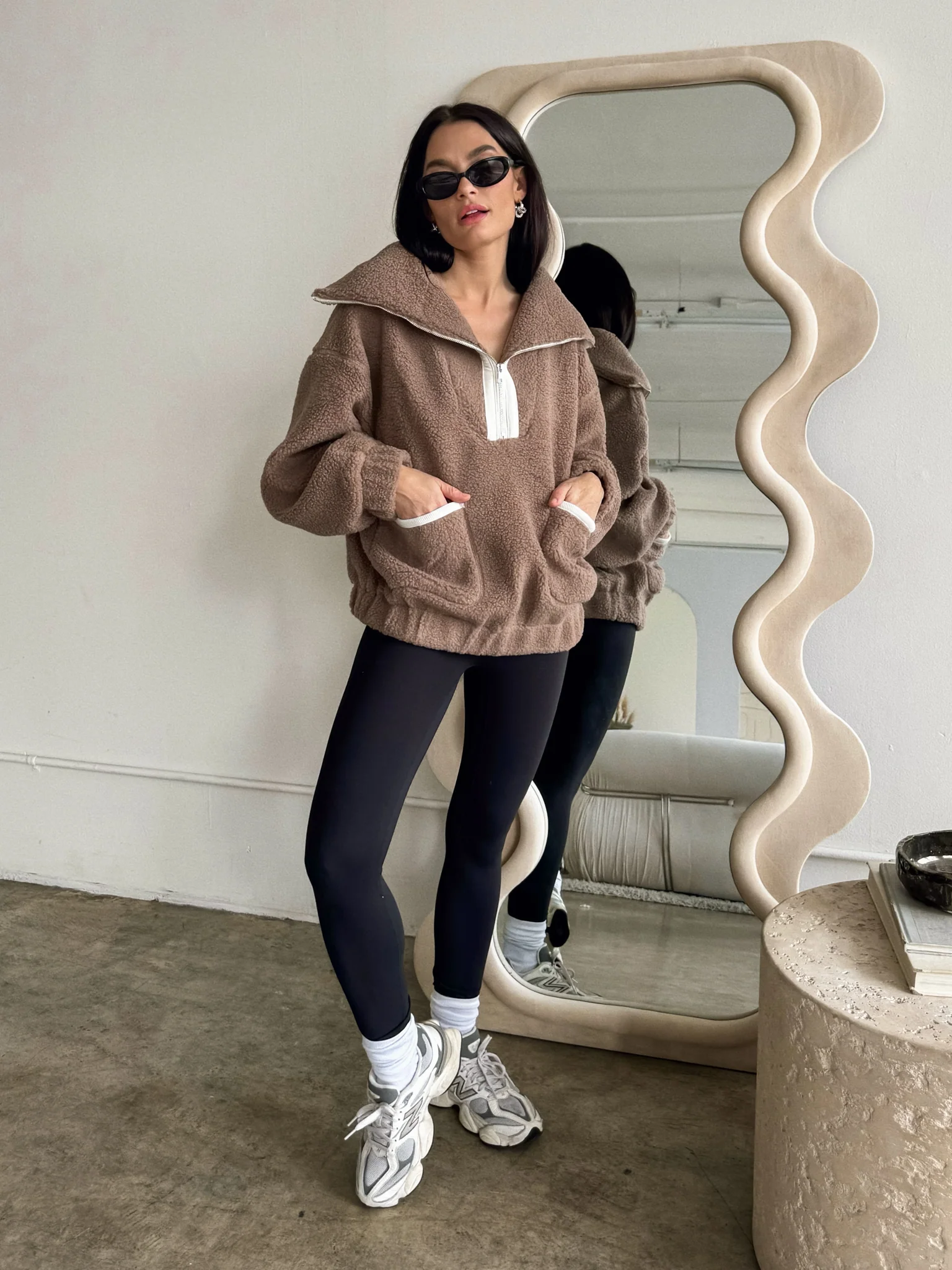 Crema Quarter Zip Pullover in Espresso - Final Sale - Image 3