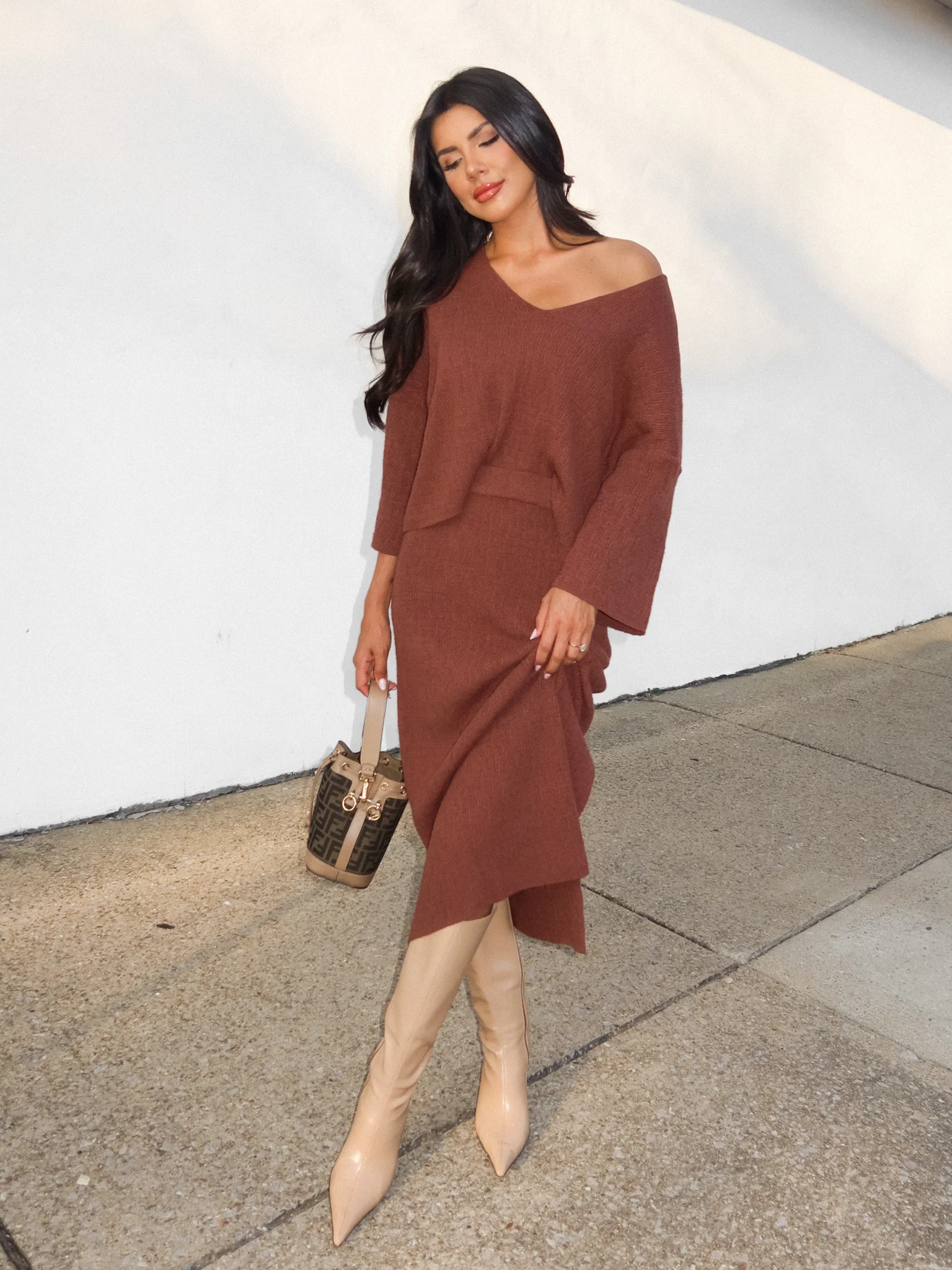 Easton Knit Midi Skirt in Brown - Final Sale - Image 6