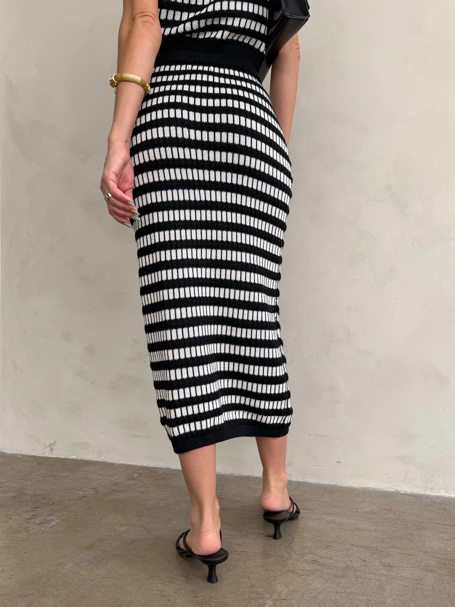 Castaway Stripe Knit Midi Skirt - Final Sale - Image 3