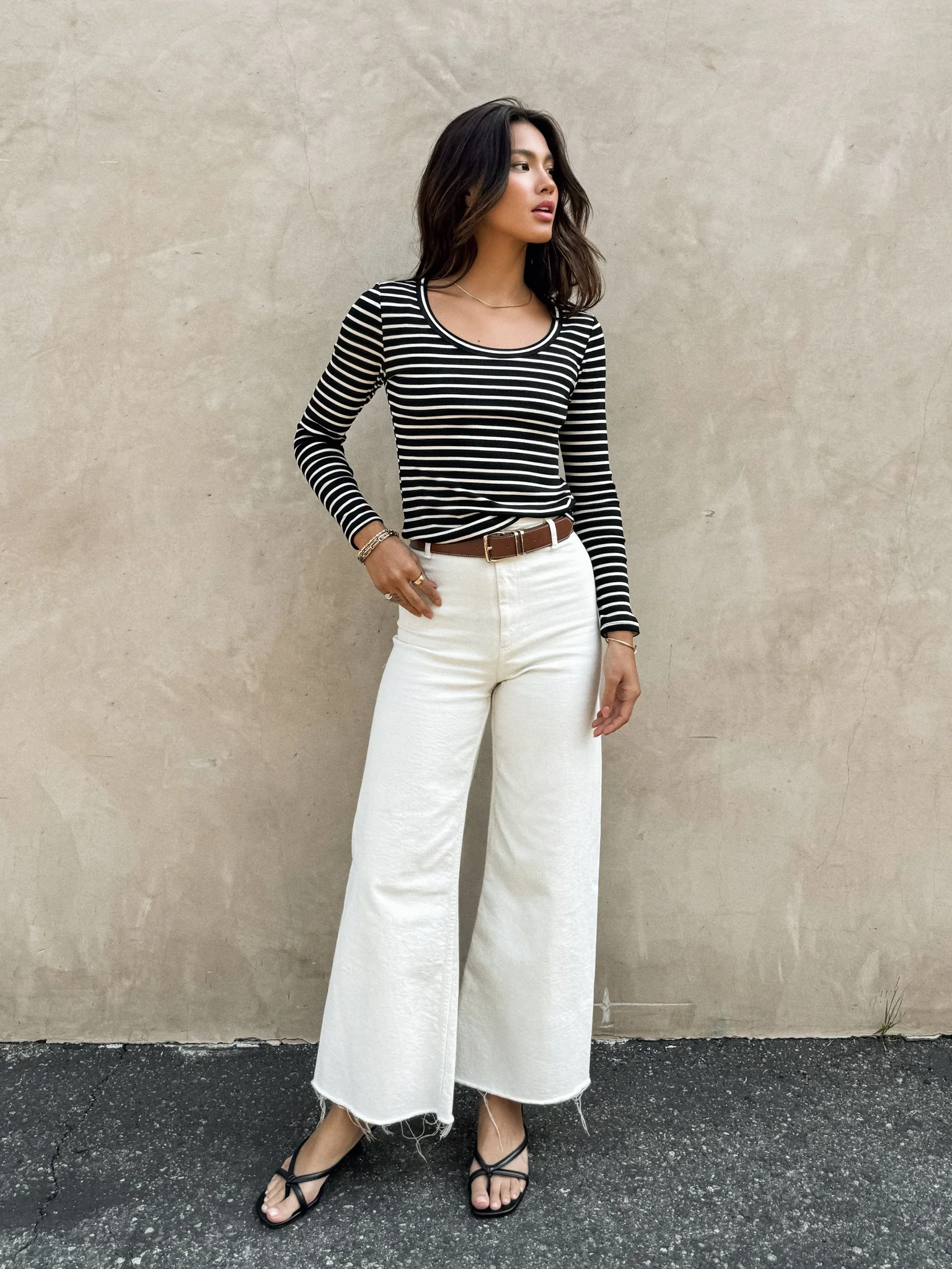 Cross the Line Stripe Top in Black - Final Sale - Image 3