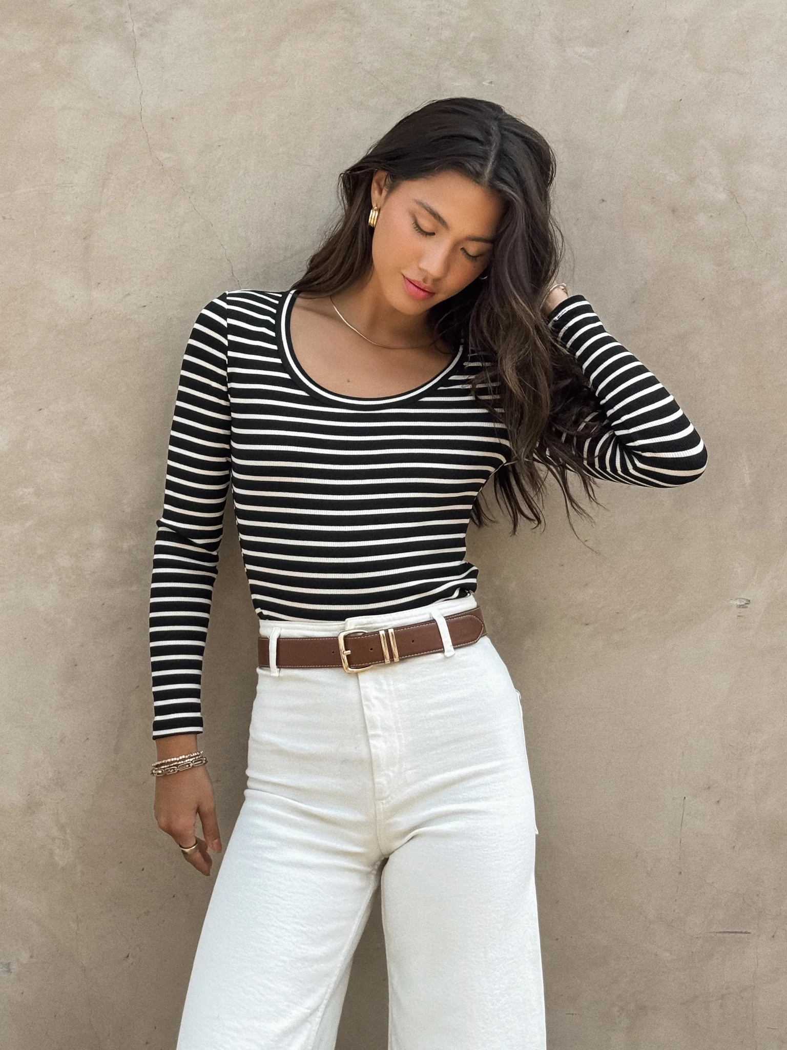 Cross the Line Stripe Top in Black - Final Sale - Image 5