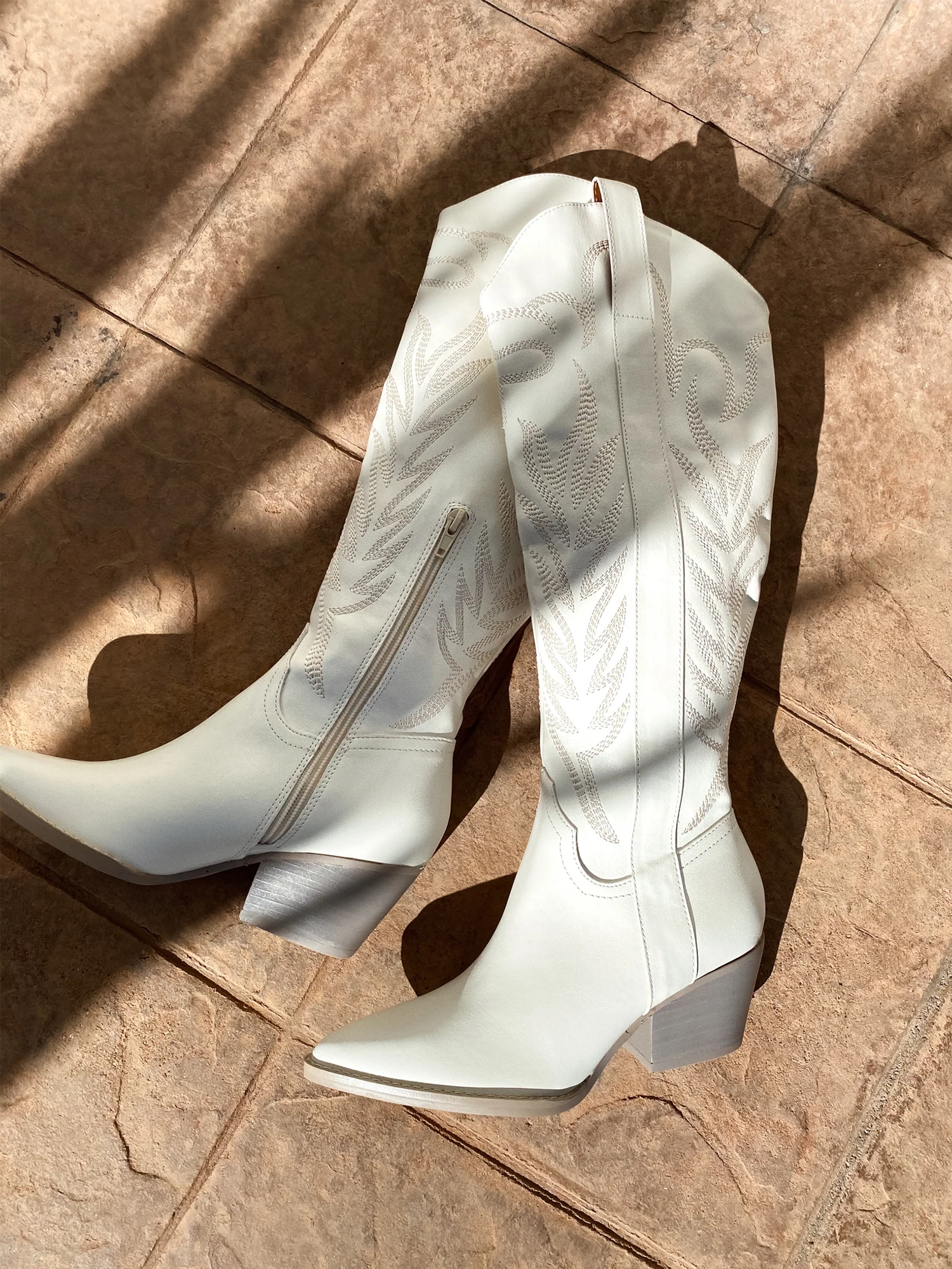 Samara Cowboy Boot in White - Image 3