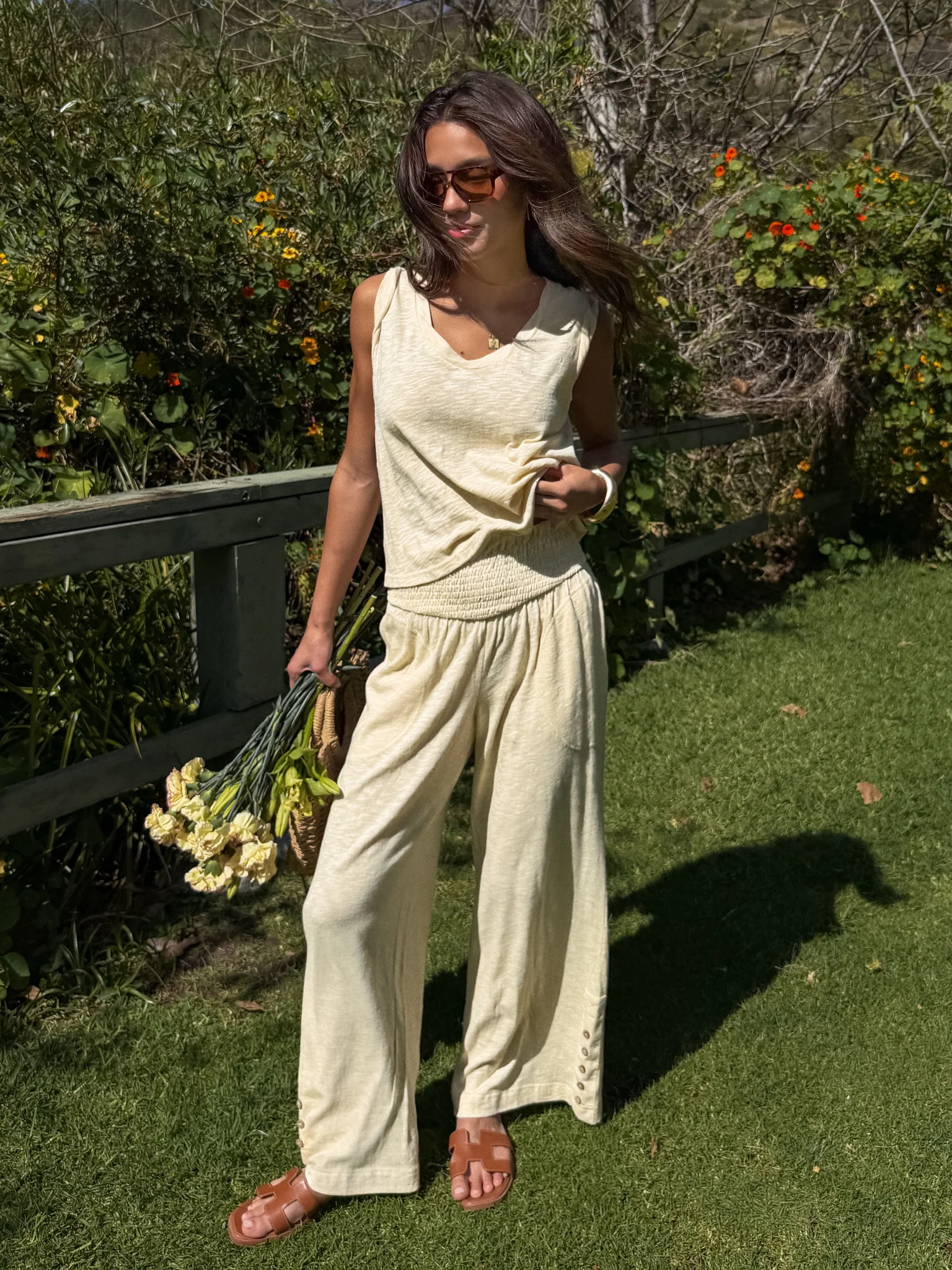 Elowen Smocked Pants in Butter Yellow - Image 4