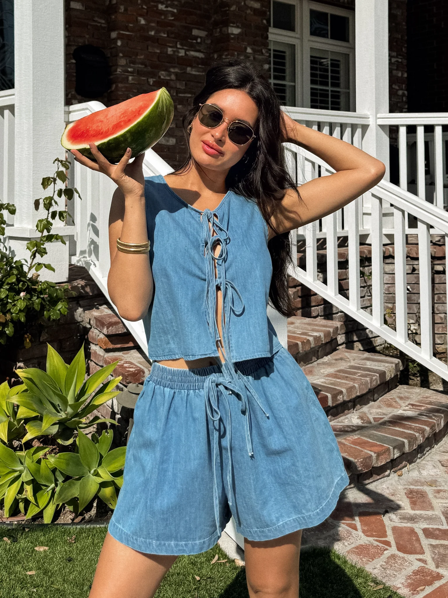 Let Loose Denim Tie Top - Final Sale - Image 3