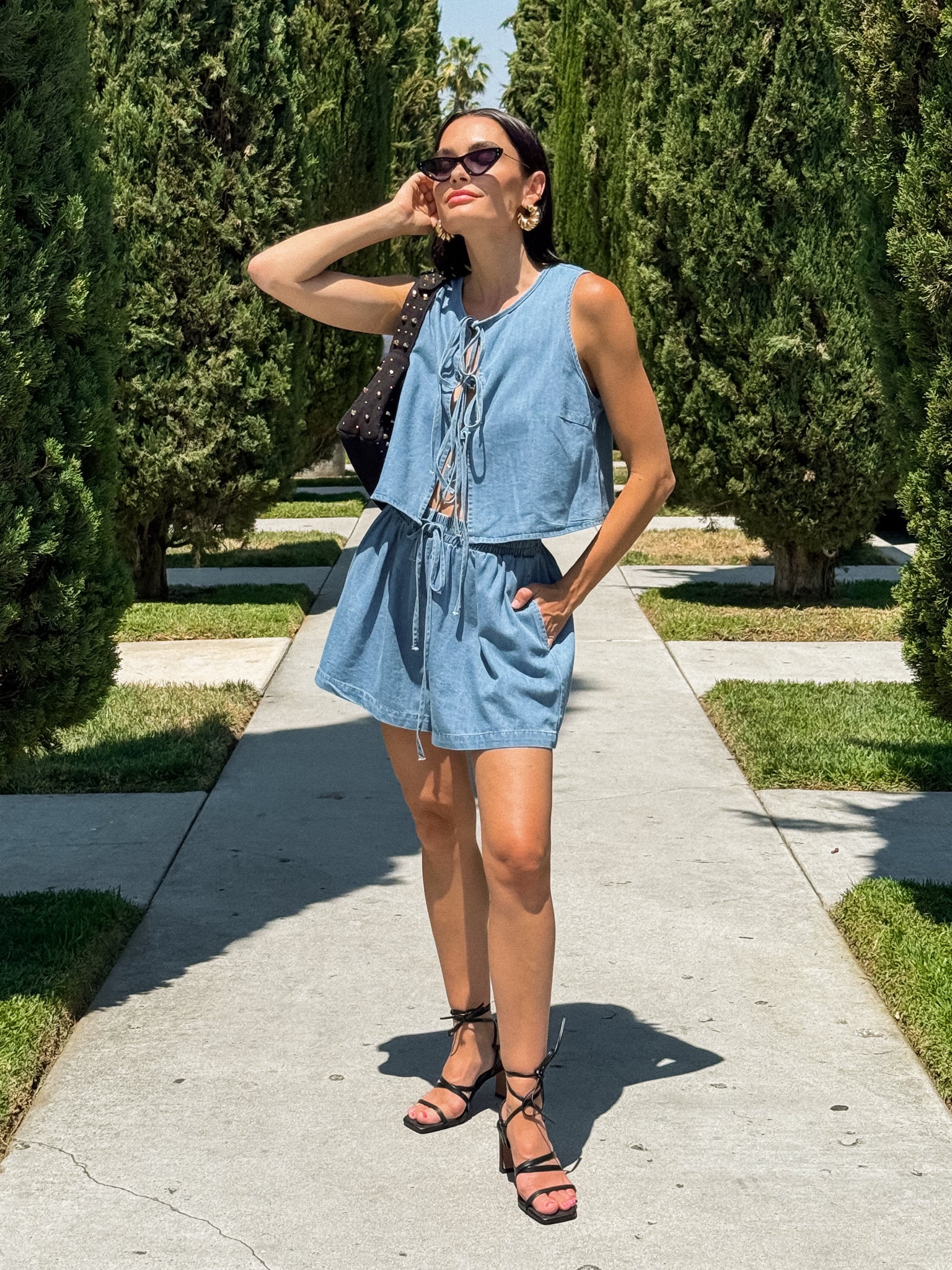 Let Loose Denim Tie Top - Final Sale - Image 7