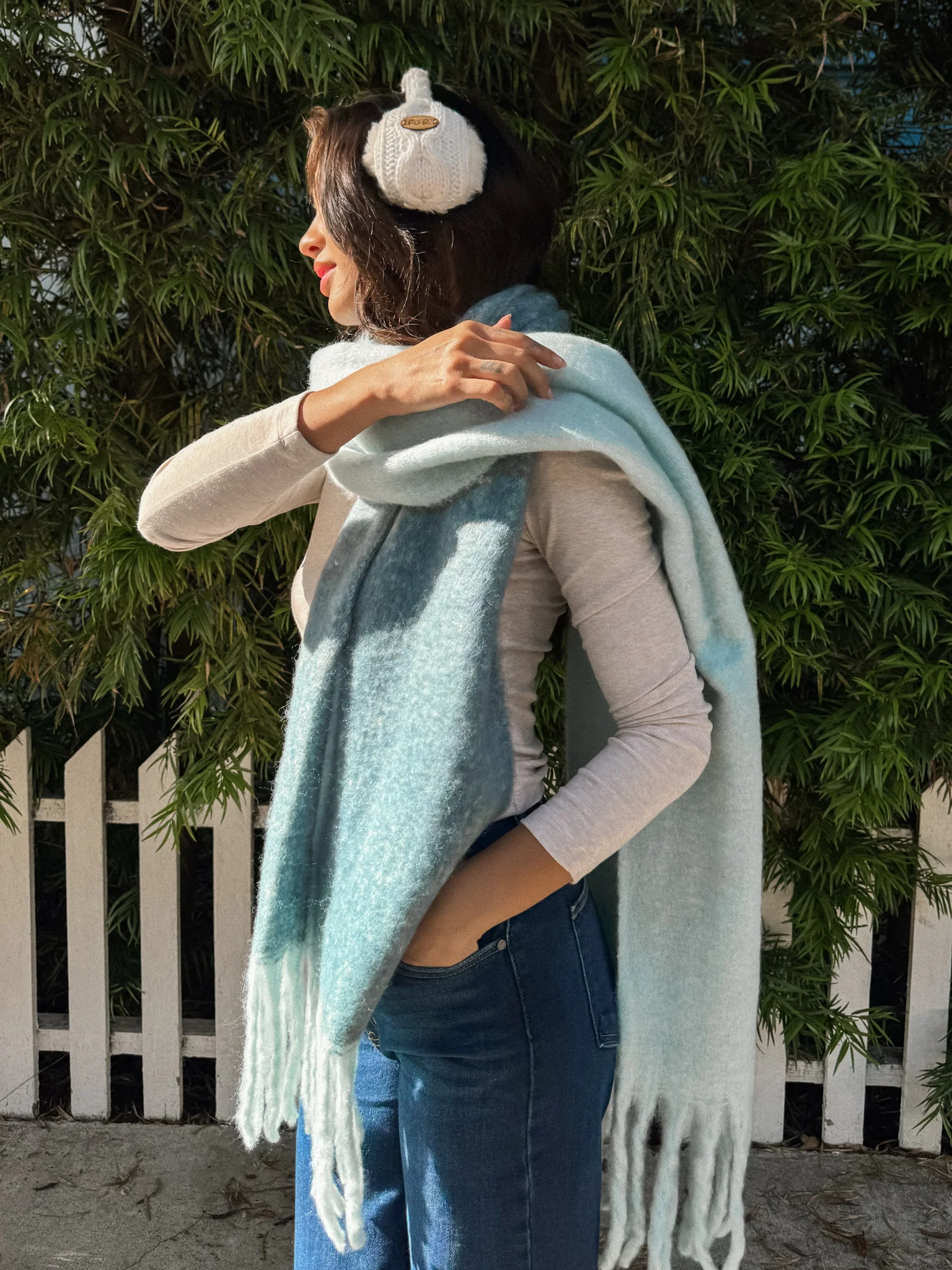 Icicles Two Tone Scarf in Blue - Final Sale - Image 3