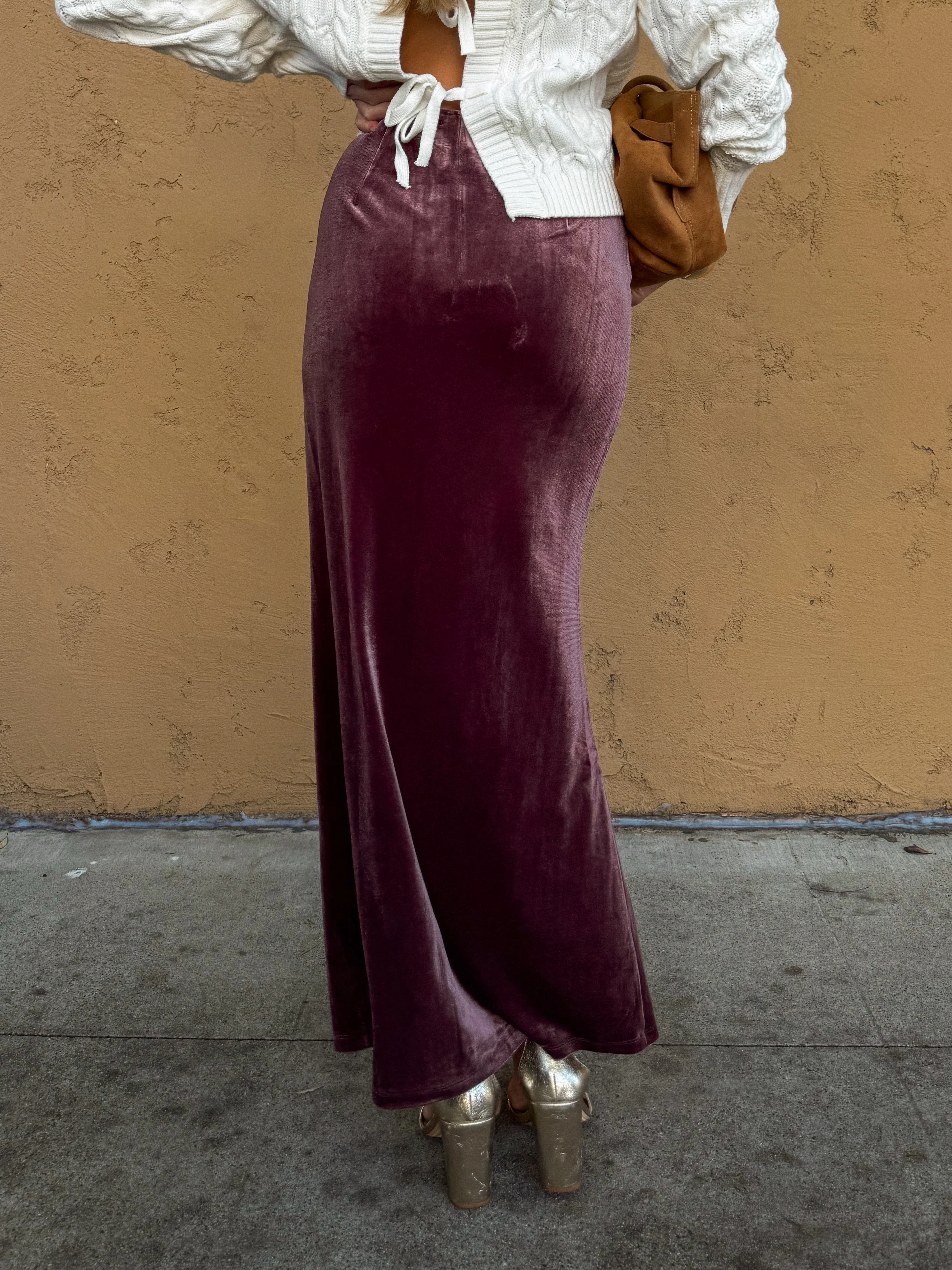 Mulberry Velvet Maxi Skirt - Final Sale - Image 5
